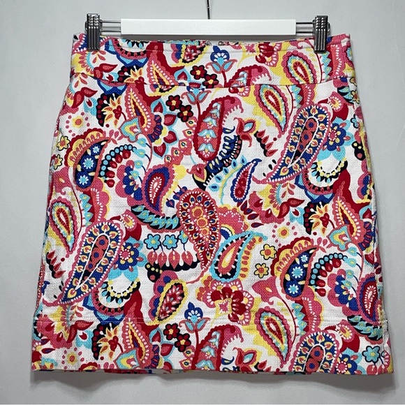 Talbots Pink Paisley A Line Textured Mini Skirt Women's Size 4P - Picture 1 of 12